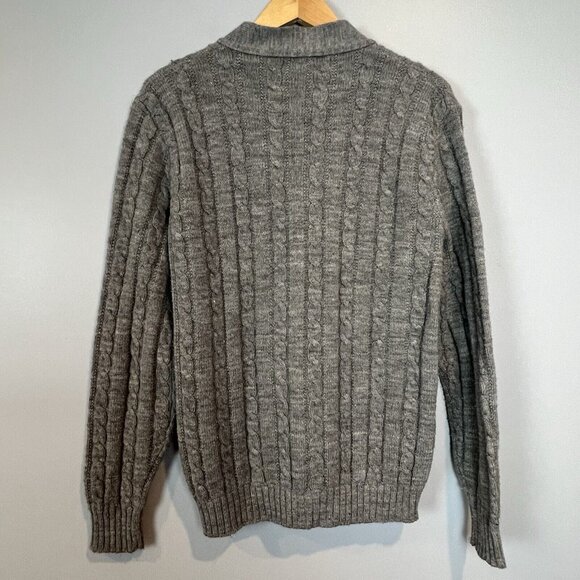 Mens Vintage Gray Cardigan Sweater Jantzen Country Squire Size Large Grandpa - Picture 8 of 9